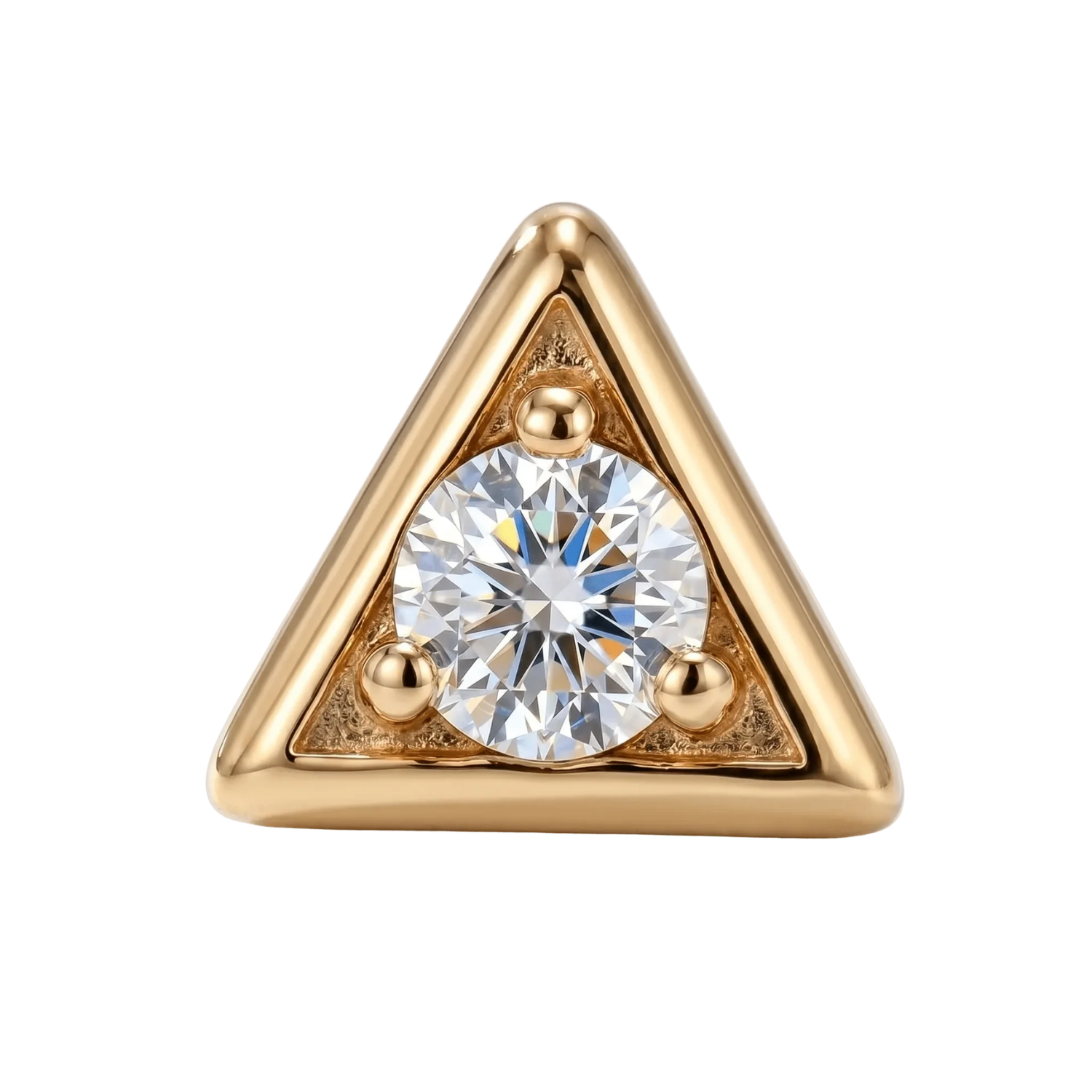 Triangle Frame - 14K Gold Stone Threadless/Threaded End