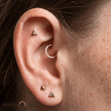 Triangle – Geometric Minimalist – 14K Gold Threadless End - piercing - zone.com