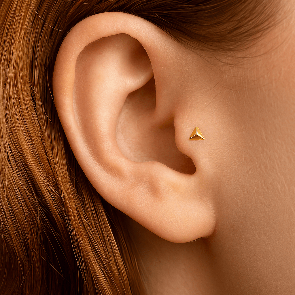 Triangle Pyramid – 14K Gold Geometric Threadless End - piercing - zone.com