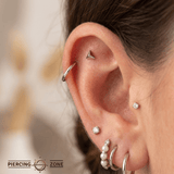 Triangle Pyramid – Sculpted Stud – 14K Gold Threadless or Threaded End - piercing - zone.com