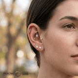 Triangle With Baguette – 14K & 18K Gold Gemstone Charm - piercing - zone.com