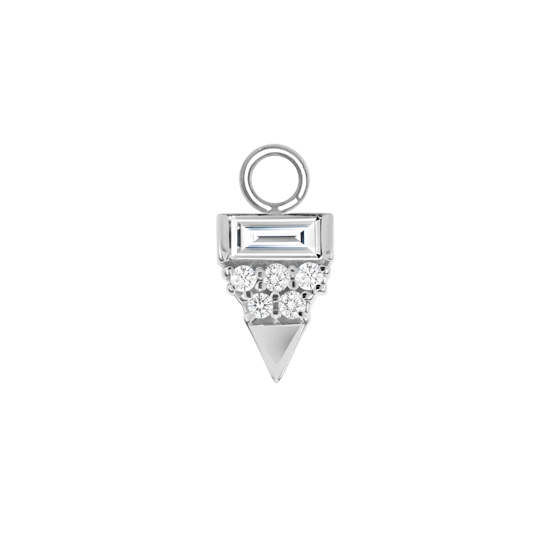 Triangle With Baguette – 14K & 18K Gold Gemstone Charm - piercing - zone.com