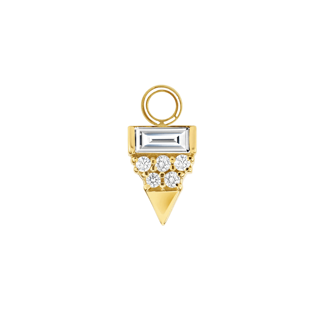 Triangle With Baguette – 14K & 18K Gold Gemstone Charm - piercing - zone.com