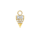 Triangle With Baguette – 14K & 18K Gold Gemstone Charm - piercing - zone.com