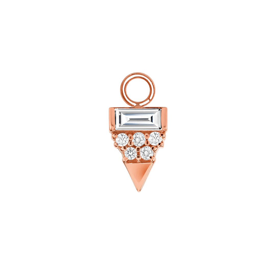 Triangle With Baguette – 14K & 18K Gold Gemstone Charm - piercing - zone.com