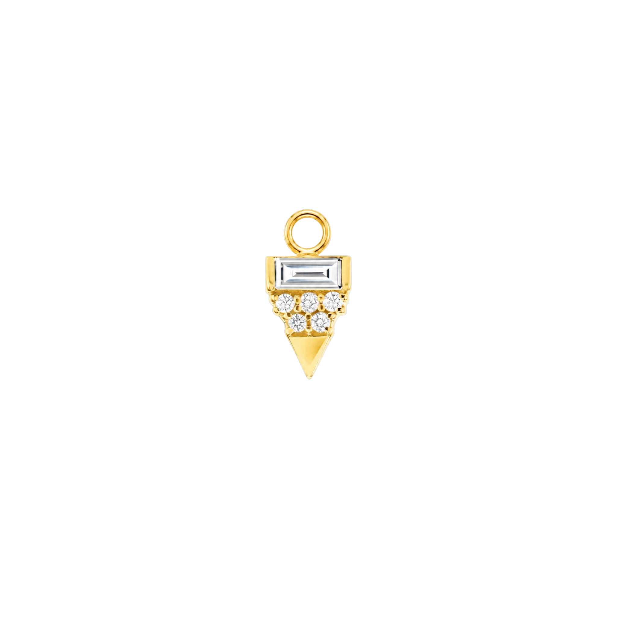 Triangle With Baguette – 14K & 18K Gold Gemstone Charm