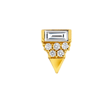 Triangle With Baguette – 14K Gold Threadless/Threaded End