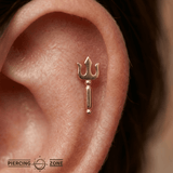 Trident – 14K Gold Threadless/Threaded End - piercing - zone.com