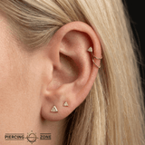 Trillion Cut – Swarovski CZ Triangle – 14K Gold Threadless End - piercing - zone.com