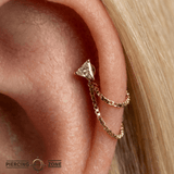 Trillion Cut – Swarovski CZ Triangle – 14K Gold Threadless End - piercing - zone.com