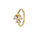 Trinity Cluster - 14K Gold 3 Stone Fixed Bead Ring - piercing - zone.com
