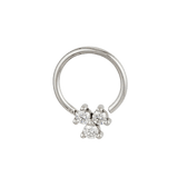 Trinity Cluster - 14K Gold 3 Stone Fixed Bead Ring - piercing - zone.com