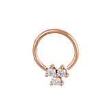 Trinity Cluster - 14K Gold 3 Stone Fixed Bead Ring - piercing - zone.com