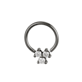 Trinity Cluster - 14K Gold 3 Stone Fixed Bead Ring - piercing - zone.com