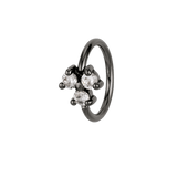 Trinity Cluster - 14K Gold 3 Stone Fixed Bead Ring - piercing - zone.com