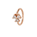 Trinity Cluster - 14K Gold 3 Stone Fixed Bead Ring - piercing - zone.com