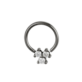 Trinity Cluster - 14K Gold 3 Stone Fixed Bead Ring