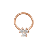 Trinity Cluster - 14K Gold 3 Stone Fixed Bead Ring