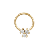 Trinity Cluster - 14K Gold 3 Stone Fixed Bead Ring