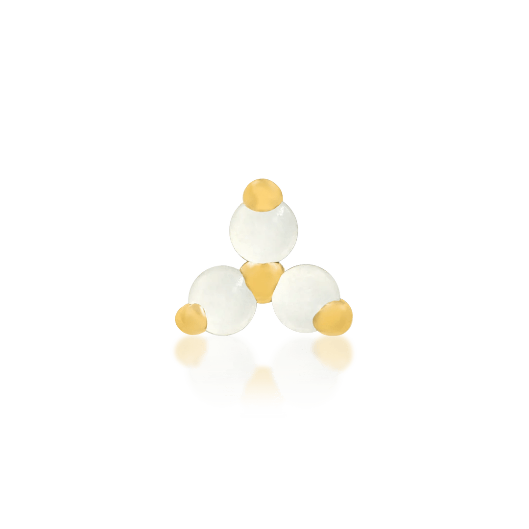 Trinity CZ – 14K Gold Three - Stone Threadless End - piercing - zone.com