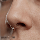 Trinity Glow - 14K Gold Bezel Gem Fixed Bead Ring - piercing - zone.com