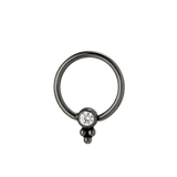 Trinity Glow - 14K Gold Bezel Gem Fixed Bead Ring - piercing - zone.com