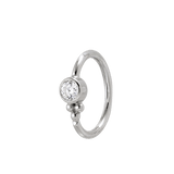 Trinity Glow - 14K Gold Bezel Gem Fixed Bead Ring - piercing - zone.com