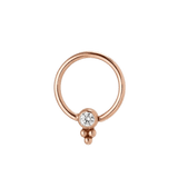 Trinity Glow - 14K Gold Bezel Gem Fixed Bead Ring - piercing - zone.com