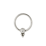 Trinity Glow - 14K Gold Bezel Gem Fixed Bead Ring - piercing - zone.com