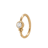 Trinity Glow - 14K Gold Bezel Gem Fixed Bead Ring - piercing - zone.com