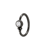 Trinity Glow - 14K Gold Bezel Gem Fixed Bead Ring - piercing - zone.com