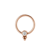 Trinity Glow - 14K Gold Bezel Gem Fixed Bead Ring