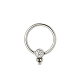 Trinity Glow - 14K Gold Bezel Gem Fixed Bead Ring