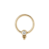 Trinity Glow - 14K Gold Bezel Gem Fixed Bead Ring