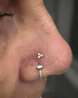 Trinity with Opal – 14K Gold Threadless End - piercing - zone.com