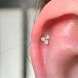 Trinity with Opal – 14K Gold Threadless End - piercing - zone.com
