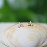 Trinity with Opal – 14K Gold Threadless End - piercing - zone.com