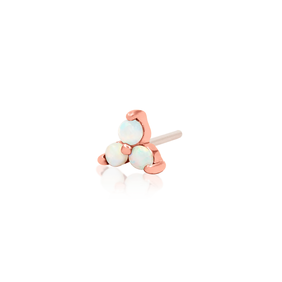 Trinity with Opal – 14K Gold Threadless End - piercing - zone.com