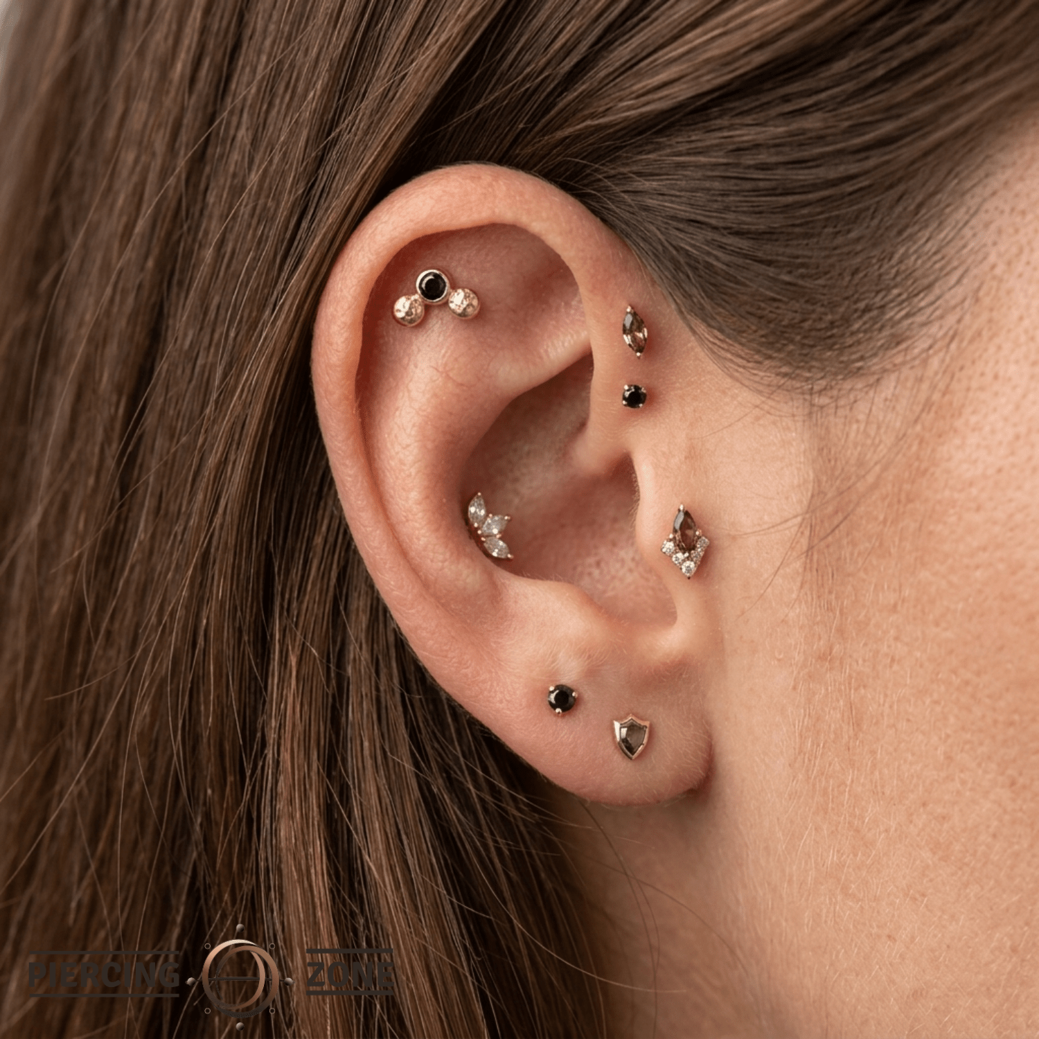 Trio - 14K Gold Threadless/Threaded - piercing - zone.com