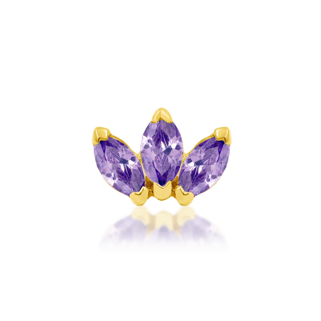 Triple Marquise CZ – 14K Gold Fan Threadless End - piercing - zone.com