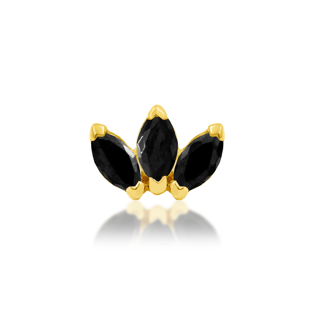Triple Marquise CZ – 14K Gold Fan Threadless End - piercing - zone.com
