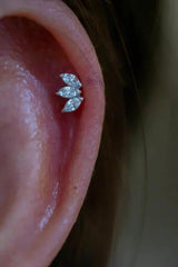 Triple Marquise CZ – 14K Gold Fan Threadless End - piercing - zone.com