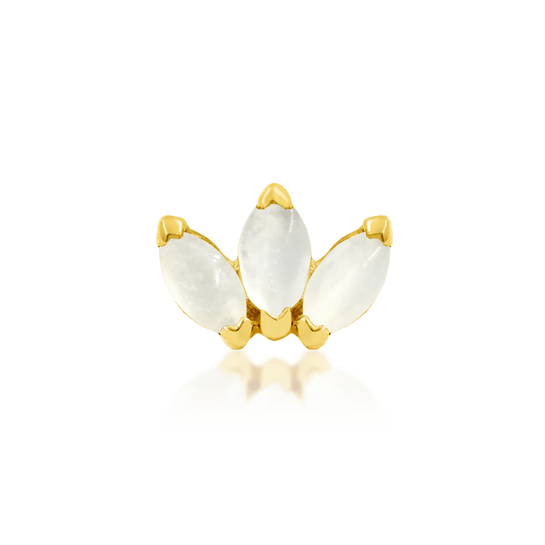 Triple Marquise CZ – 14K Gold Fan Threadless End - piercing - zone.com
