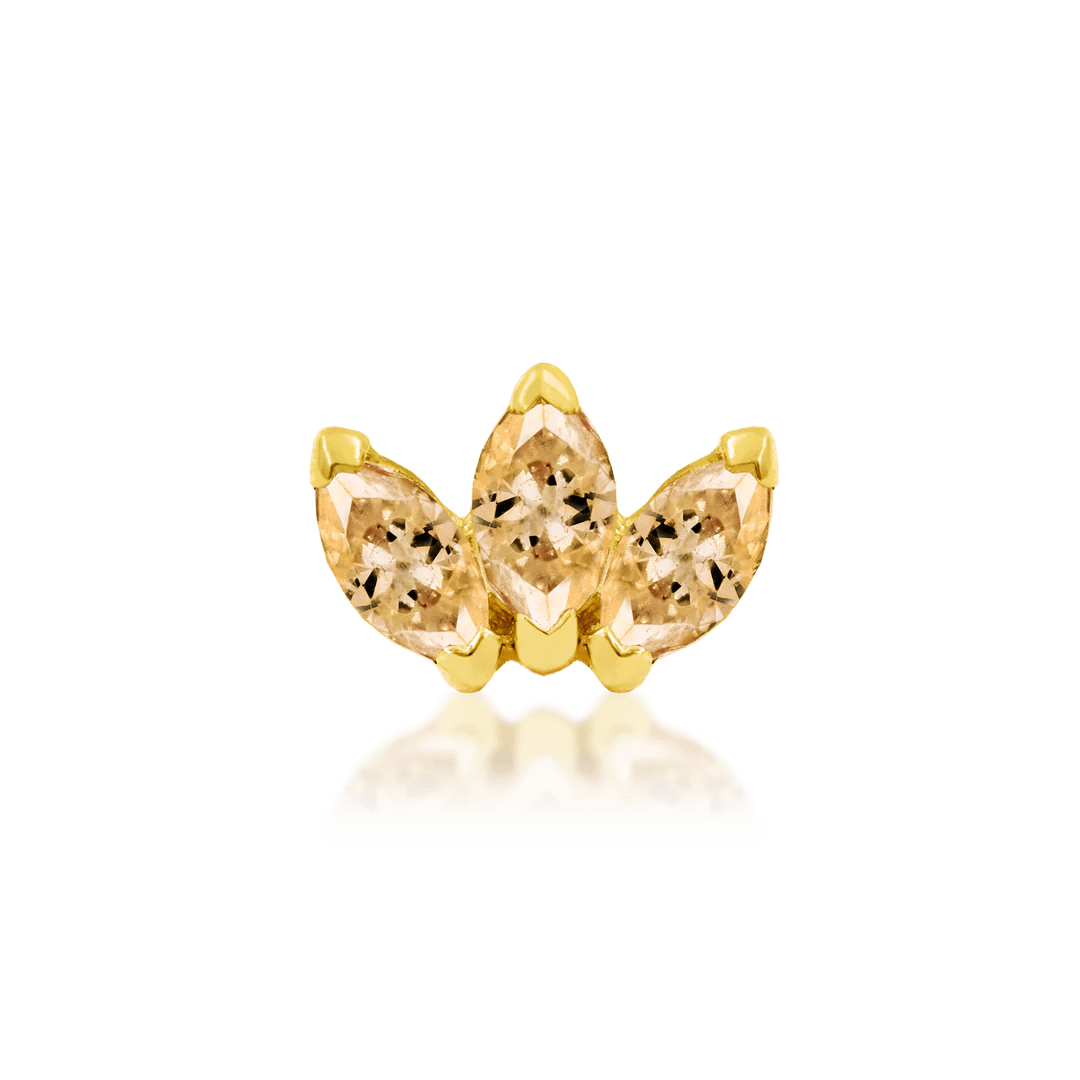 Triple Marquise CZ – 14K Gold Fan Threadless End - piercing - zone.com