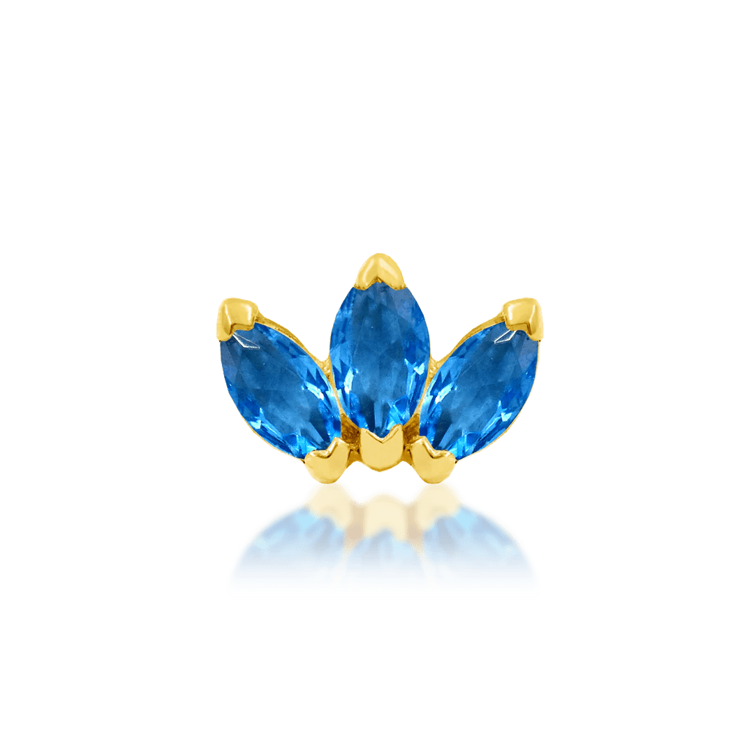 Triple Marquise CZ – 14K Gold Fan Threadless End - piercing - zone.com