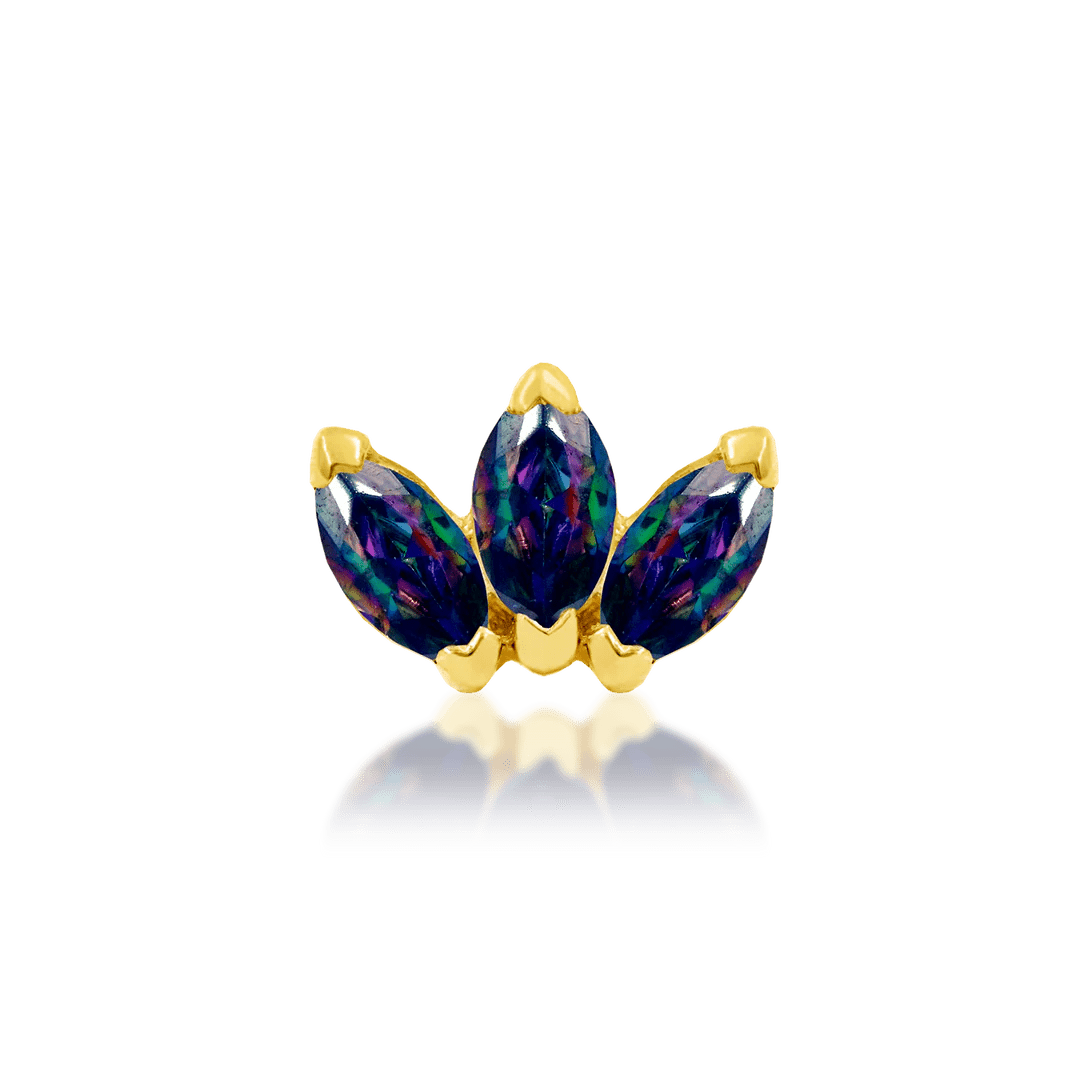 Triple Marquise CZ – 14K Gold Fan Threadless End - piercing - zone.com