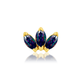 Triple Marquise CZ – 14K Gold Fan Threadless End - piercing - zone.com