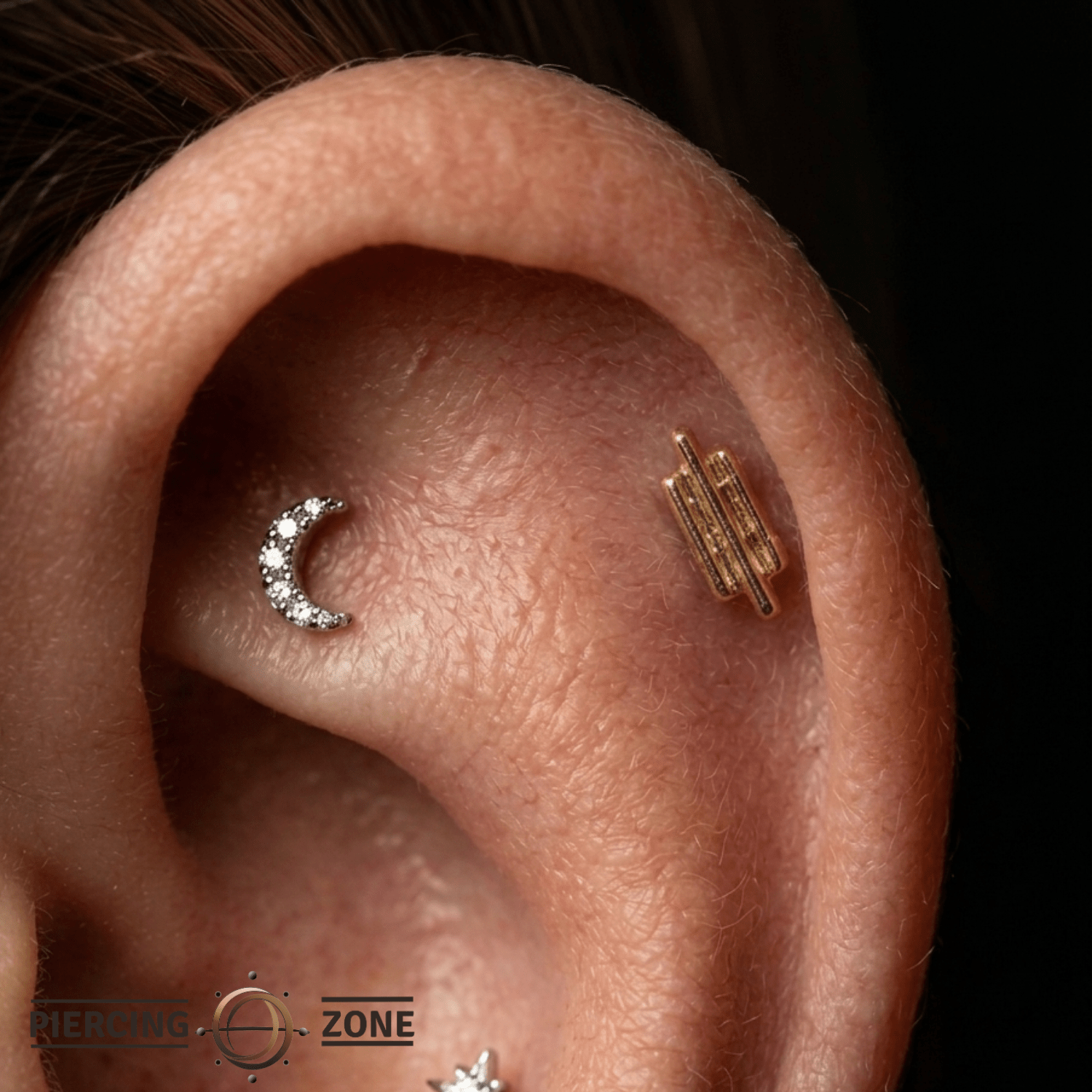 Triple Rod – 14K Gold Threadless Pin - piercing - zone.com