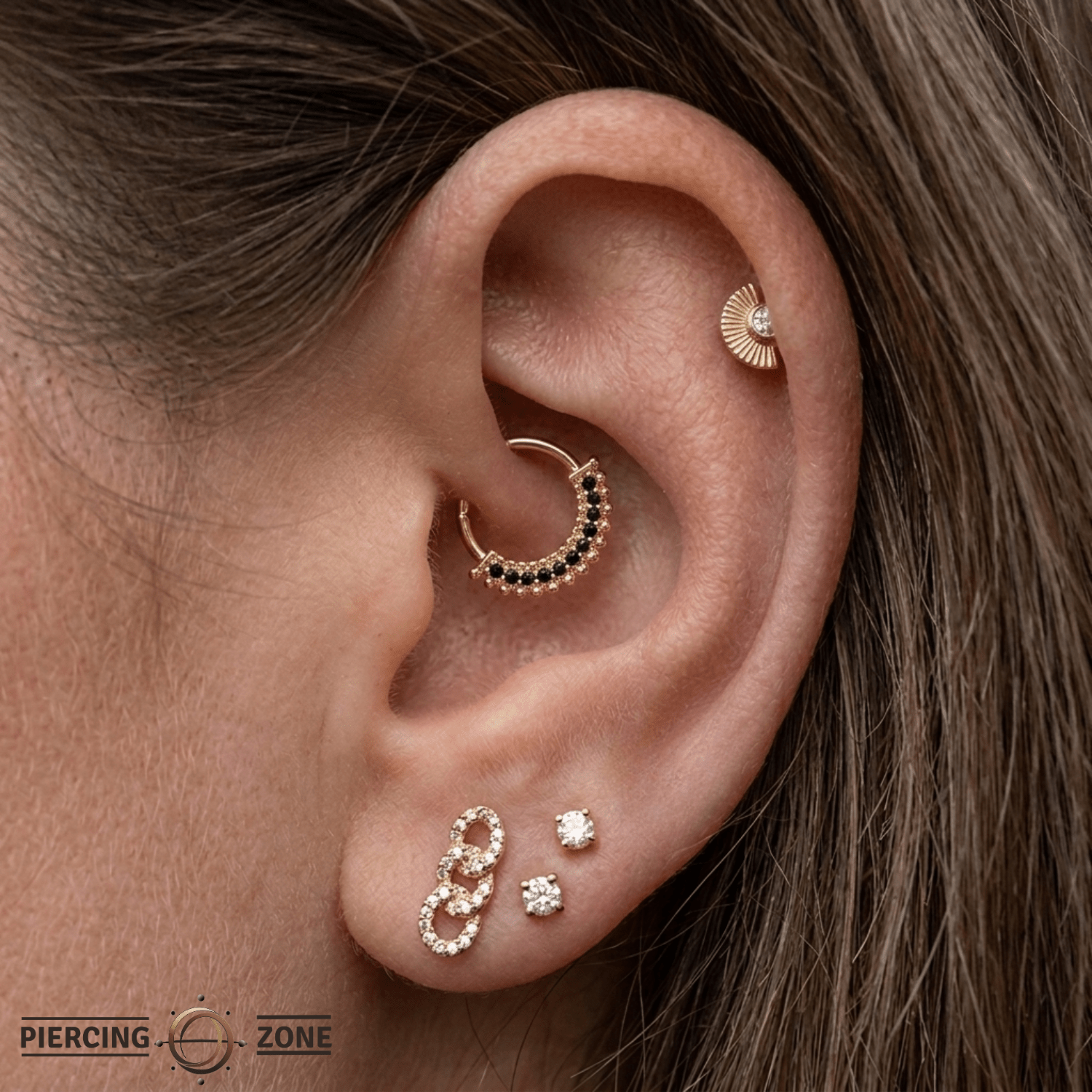 Triple - Sided Clicker - 14K/18K Gold Gem Clicker Ring - piercing - zone.com