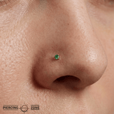 Tsavorite Prong – Vivid Green Garnet – 14K Gold Threadless End - piercing - zone.com